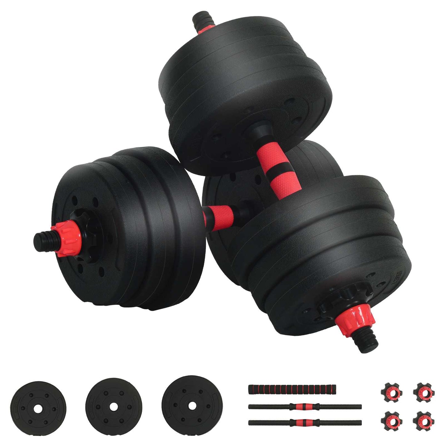 2-i-1 manual og vektstang sett 20 kg Svart og Rød