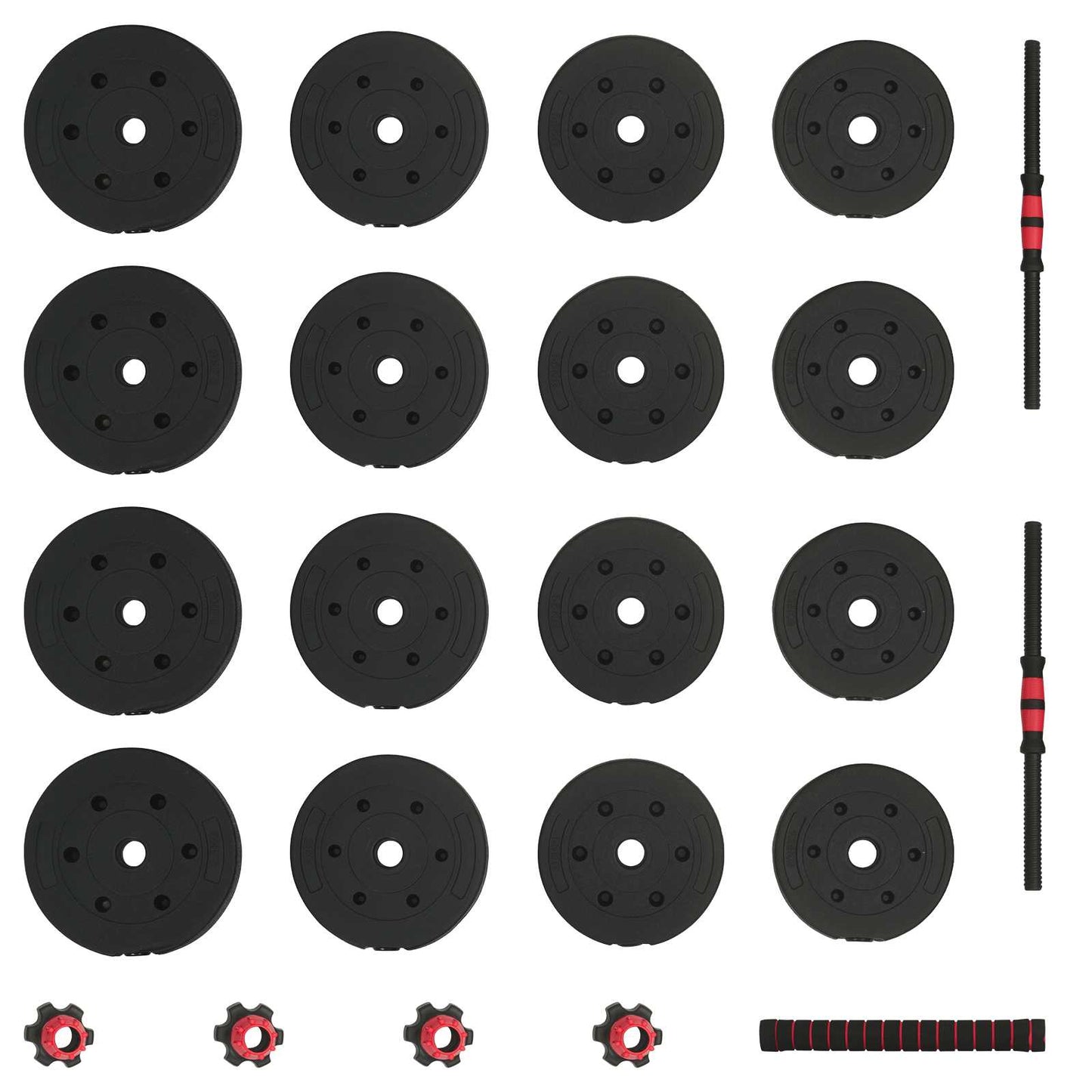2-i-1 manual og vektstang sett 30 kg Svart og Rød