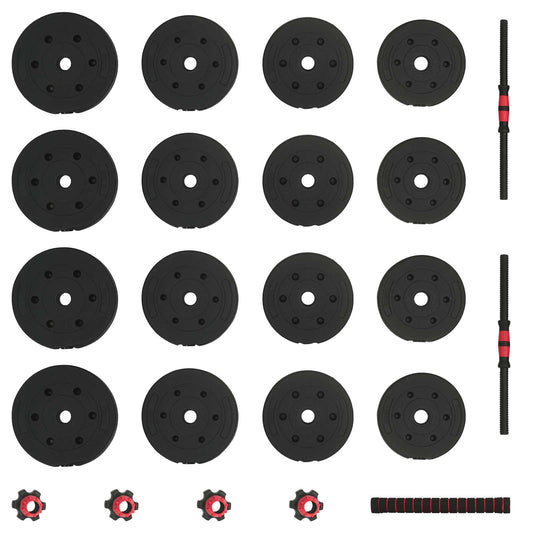 2-i-1 manual og vektstang sett 30 kg Svart og Rød