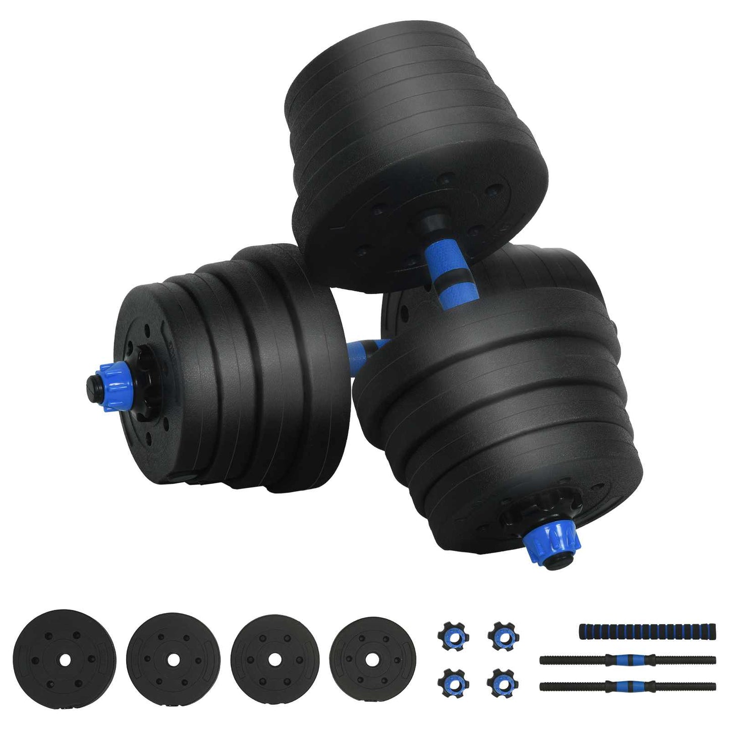 2-i-1 manual og vektstang sett 30 kg Svart og Blå