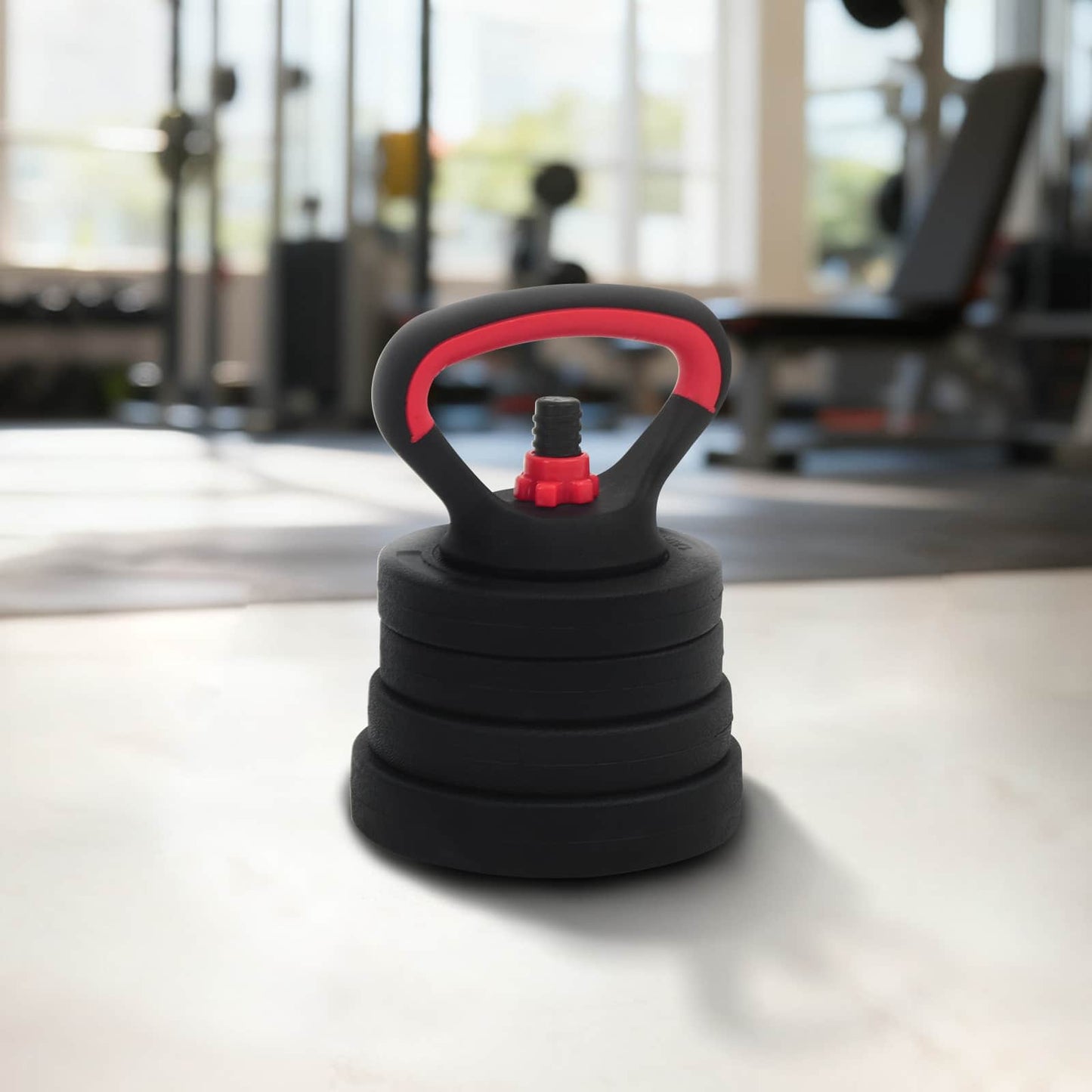 4-i-1 Manualvekt Barbell Kettlebell Sett 20 kg Svart og Rød