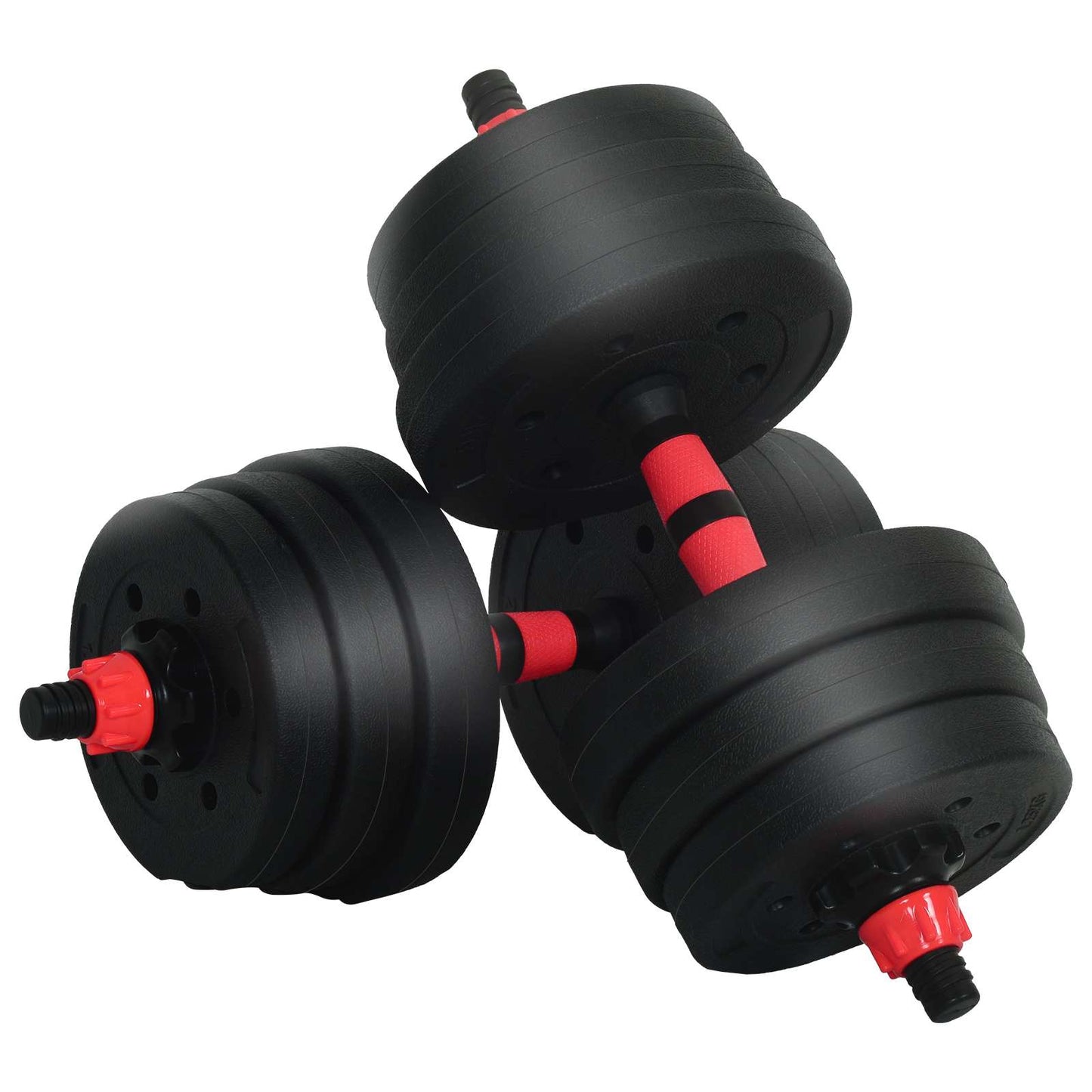 4-i-1 Manualvekt Barbell Kettlebell Sett 20 kg Svart og Rød