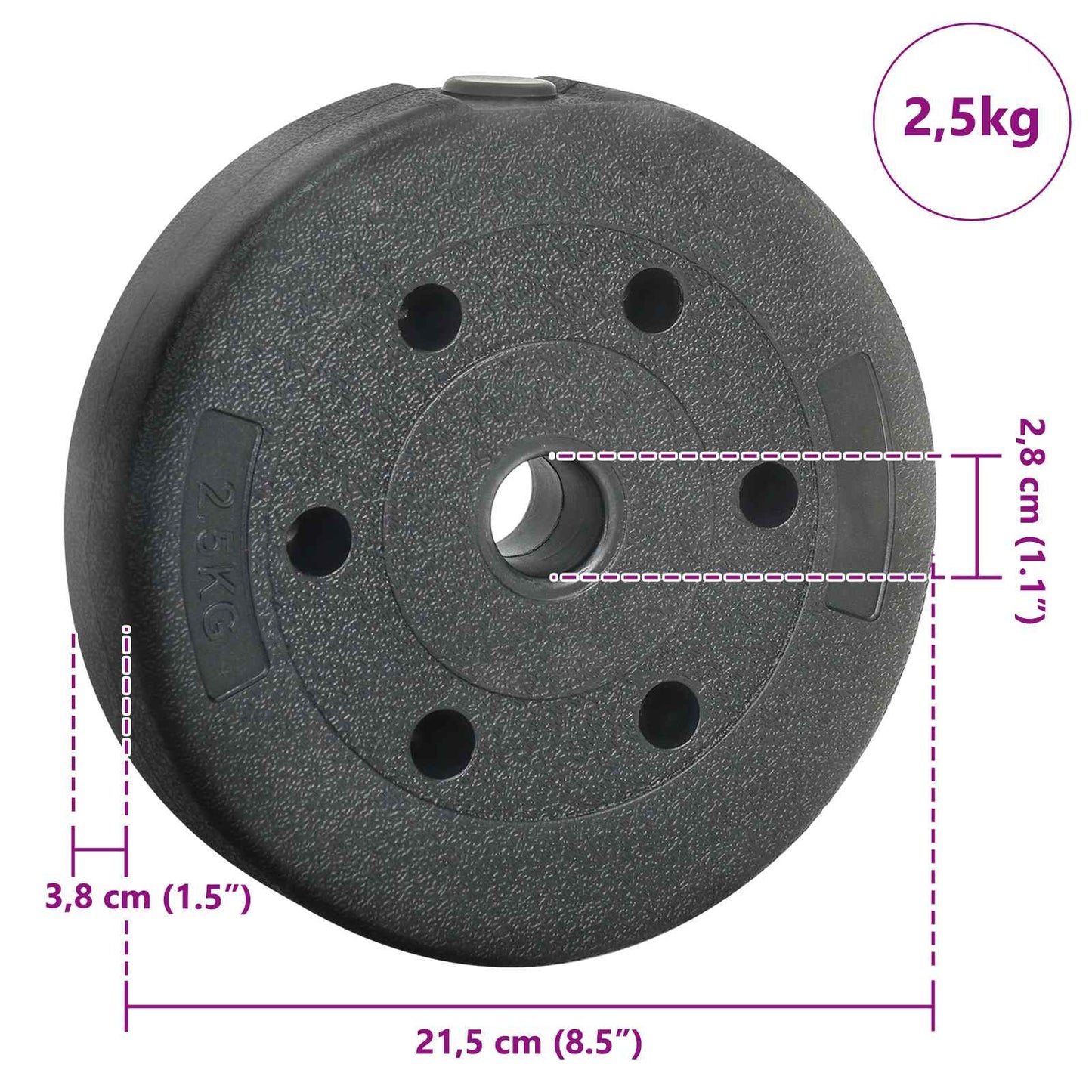 Vekter 4 pcs 10 kg Svart Sement og jernsand Ø 21,5 x 3,8 cm