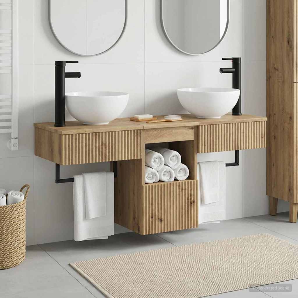 Baderomsinnredningssett 3 stk. Artisan eik Konstruert tre
