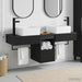 Baderomsskapsett 3 stk. Svart 53 x 35 x 39 cm Konstruert tre
