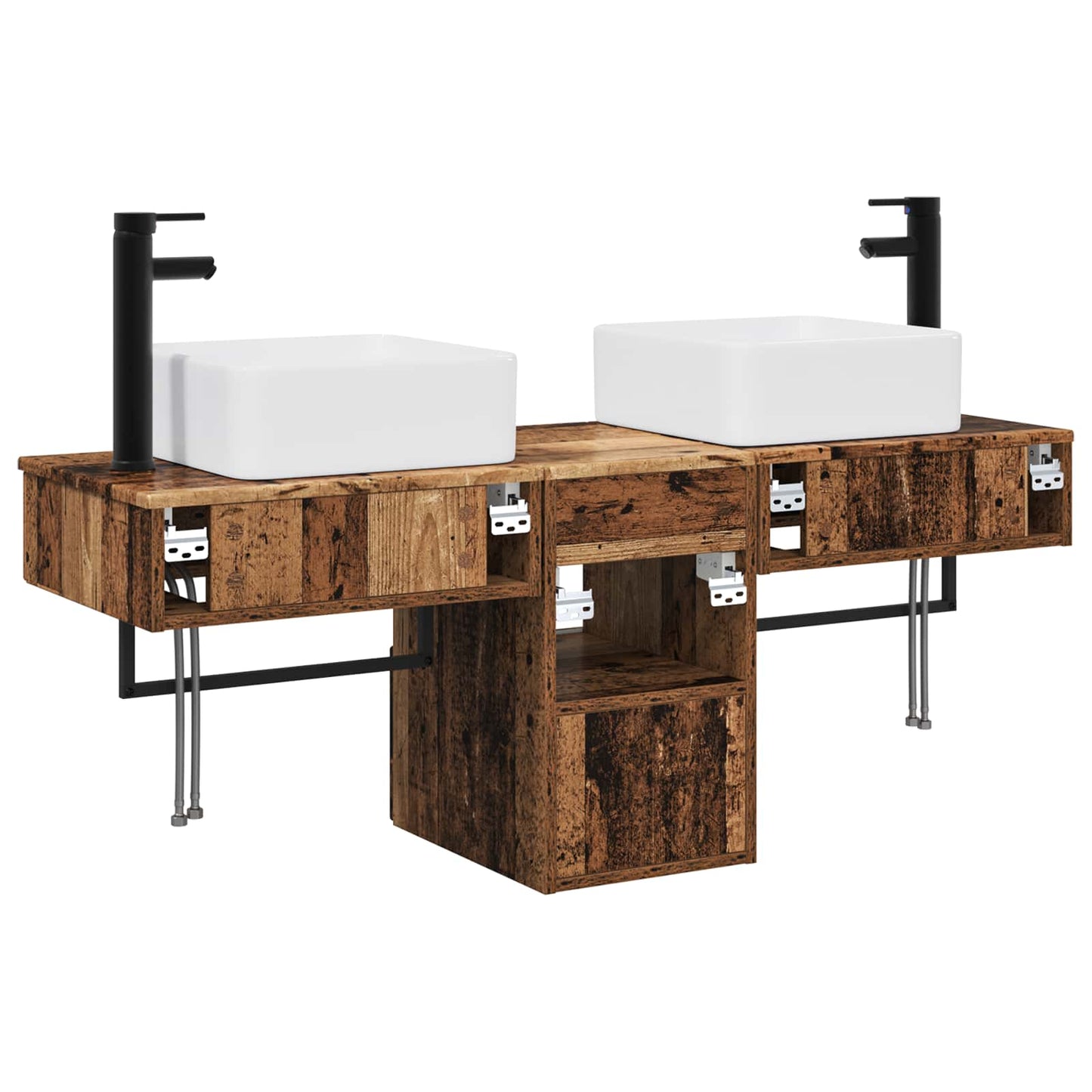 Baderomsskapsett 3 stk. Gammelt tre 53 x 35 x 39 cm