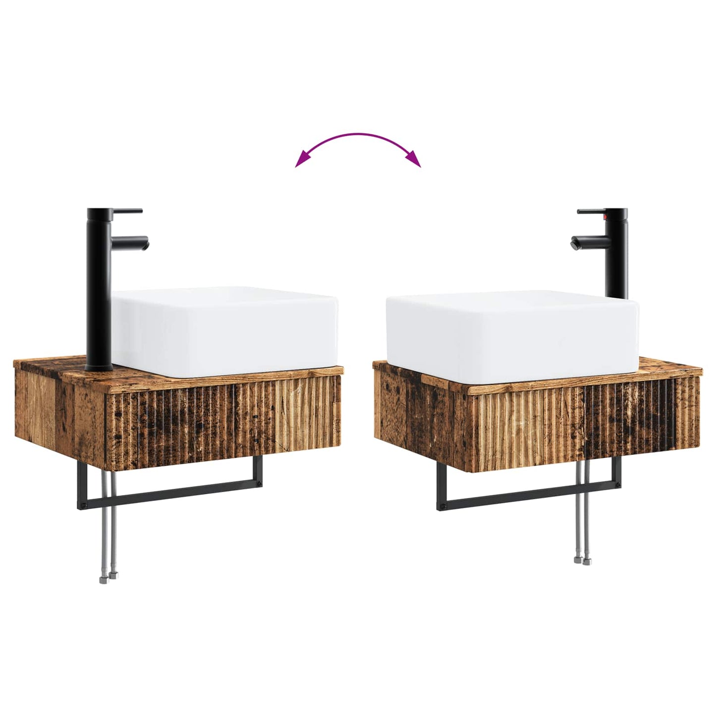 Baderomsskapsett 3 stk. Gammelt tre 53 x 35 x 39 cm