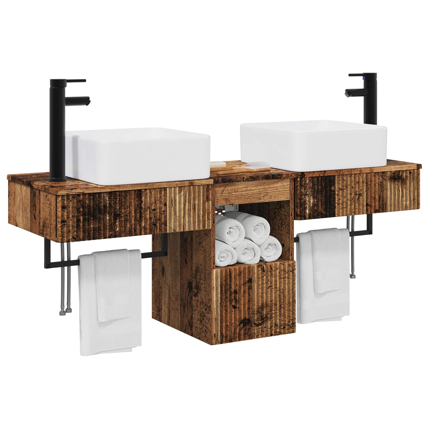 Baderomsskapsett 3 stk. Gammelt tre 53 x 35 x 39 cm