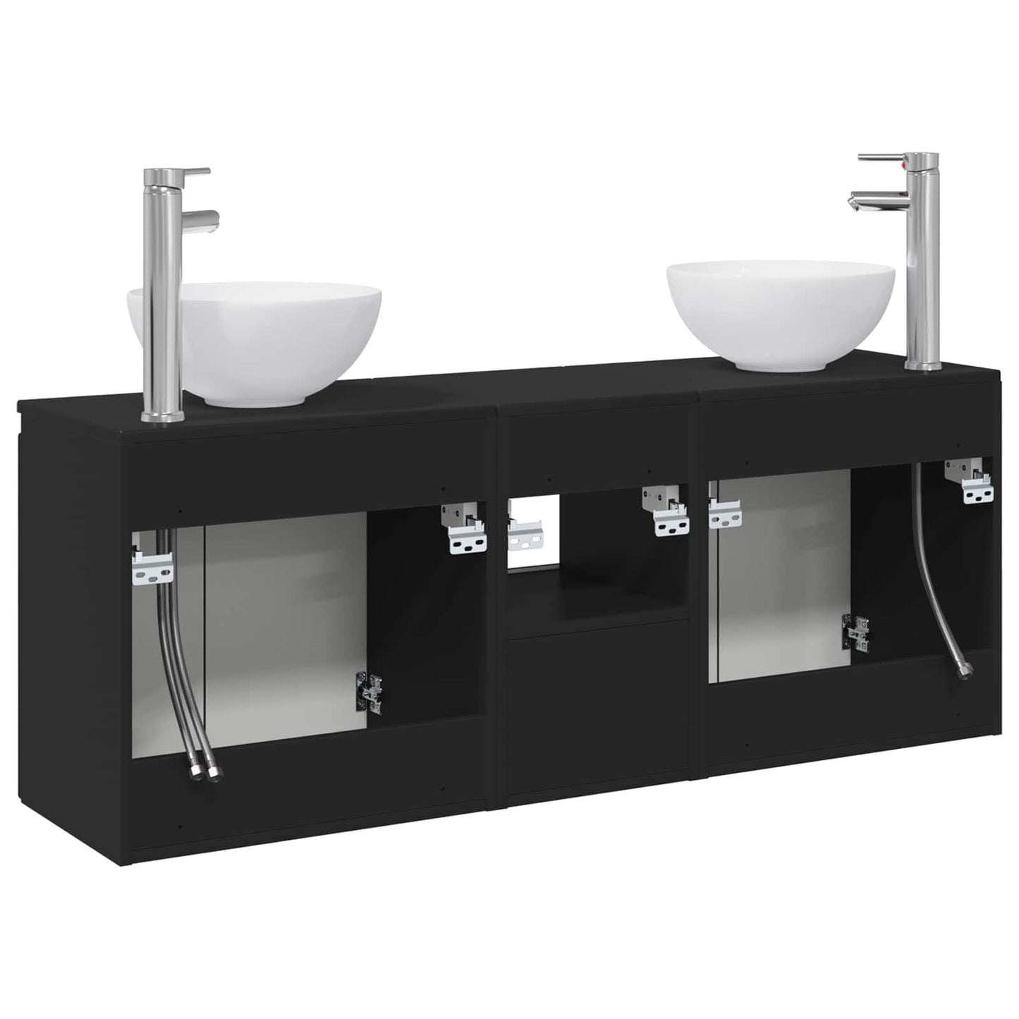 Baderomsskapsett 3 stk. Svart 49,5 x 41 x 64,5 cm