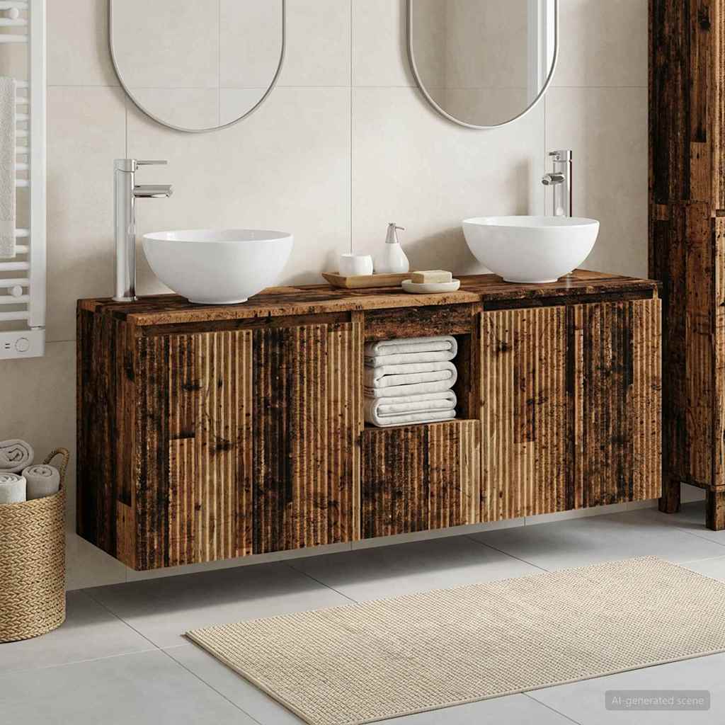 Baderomsskapsett 3 stk. Gammelt tre 49,5 x 41 x 64,5 cm