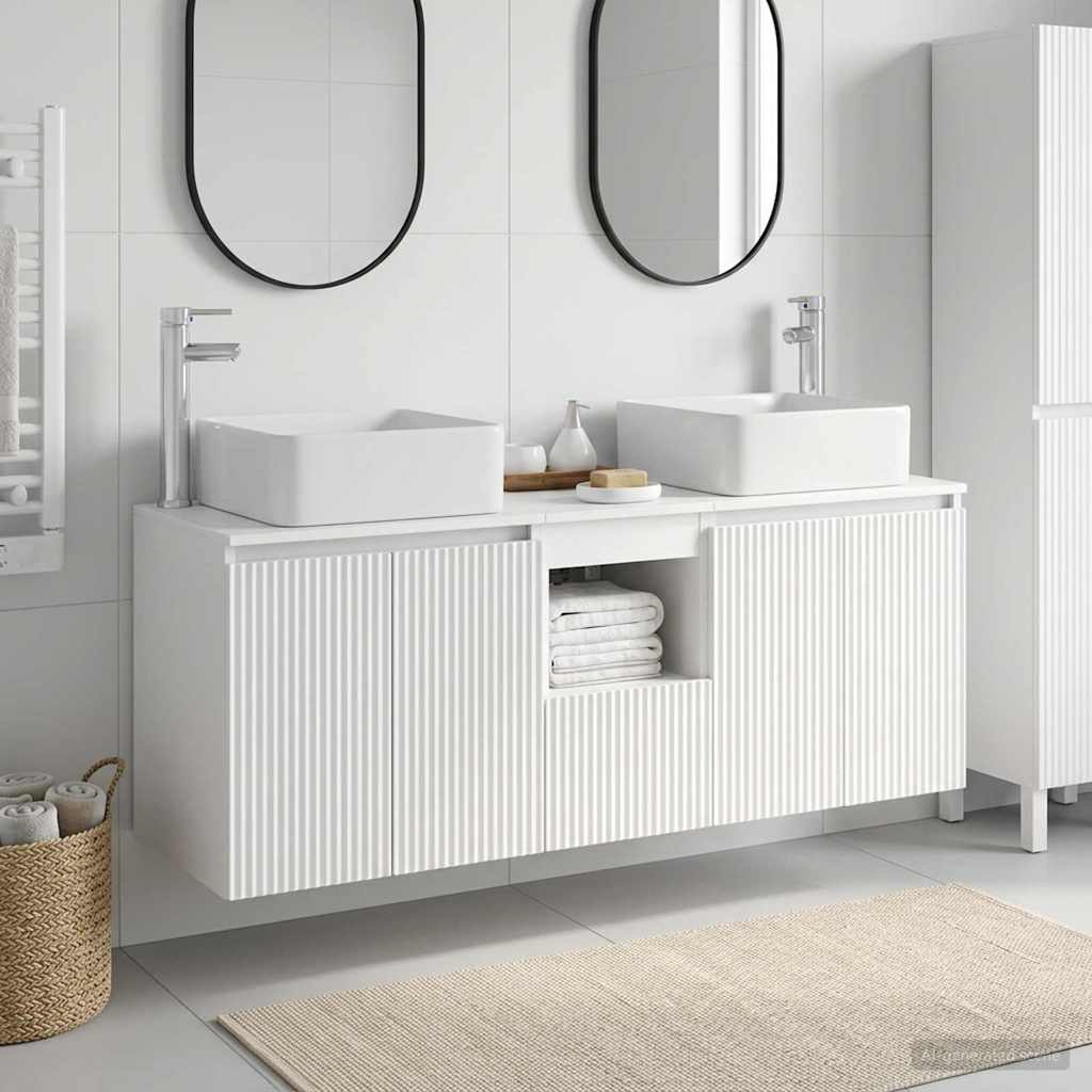 Baderomsskapsett 3 stk. Hvit 49,5 x 41 x 63 cm Konstruert tre
