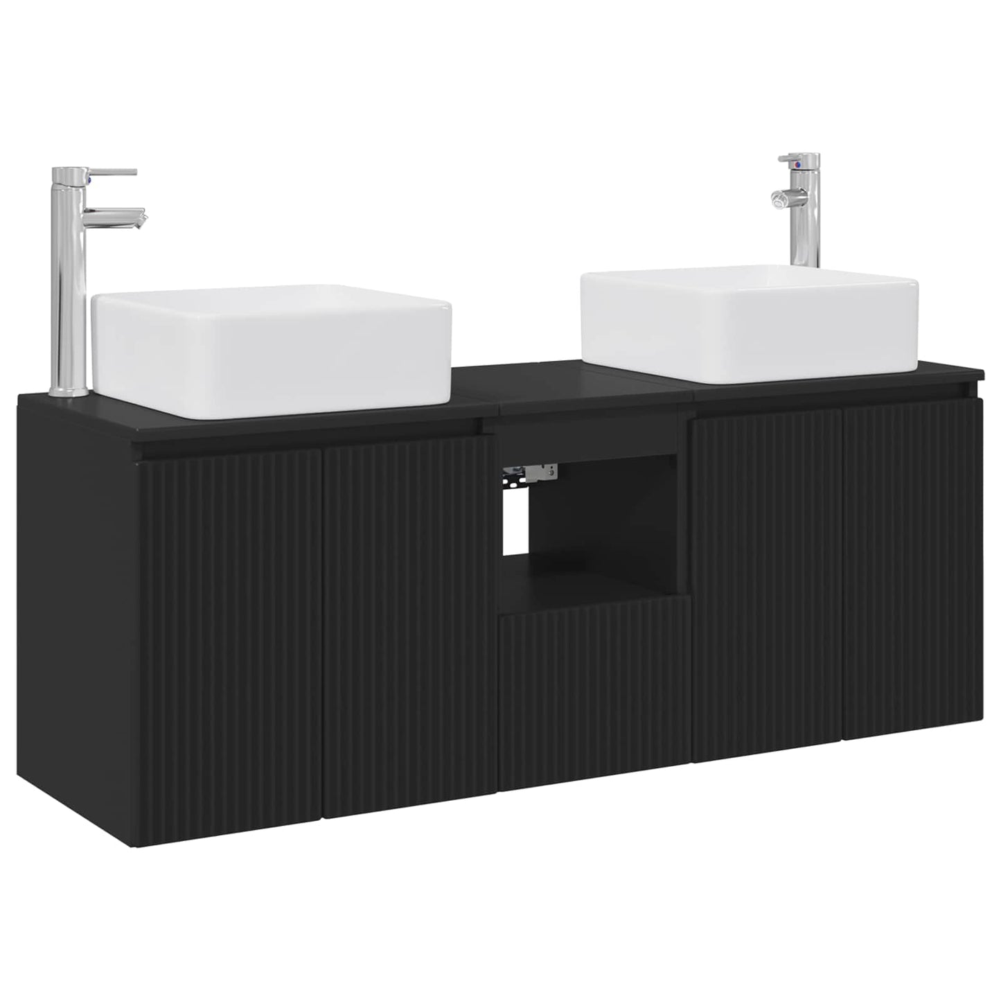 Baderomsskapsett 3 stk. Svart 49,5 x 41 x 63 cm Konstruert tre
