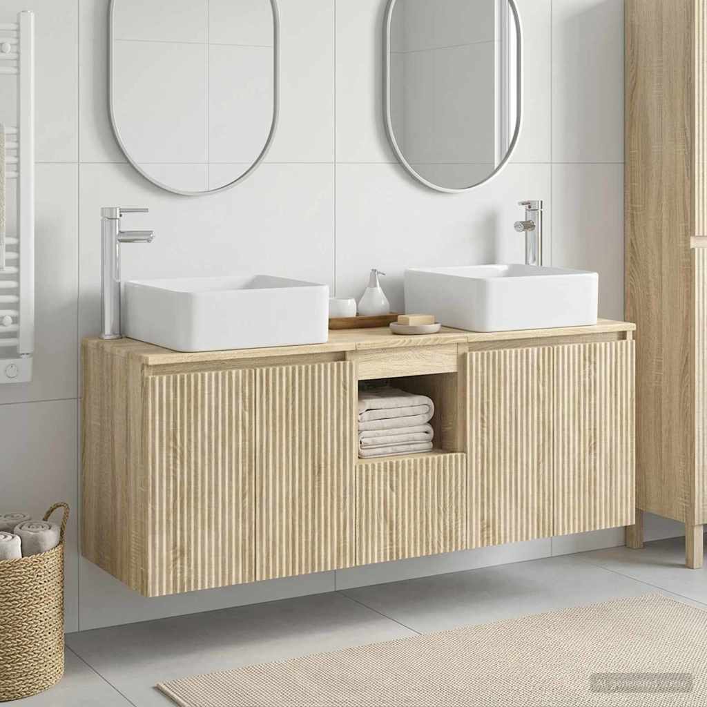 Baderomsskapsett 3 stk. Sonoma eik 49,5 x 41 x 63 cm