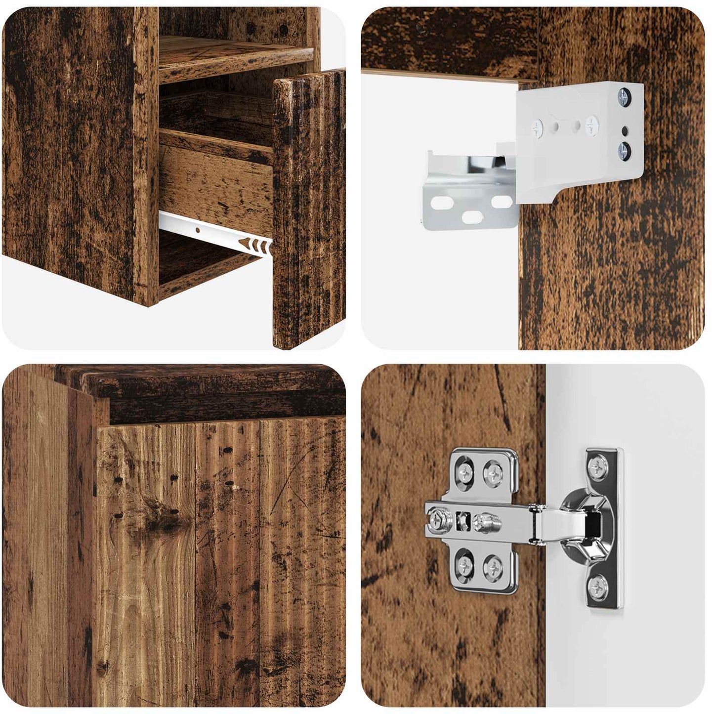 Baderomsskapsett 3 stk. Gammelt tre 49,5 x 41 x 63 cm