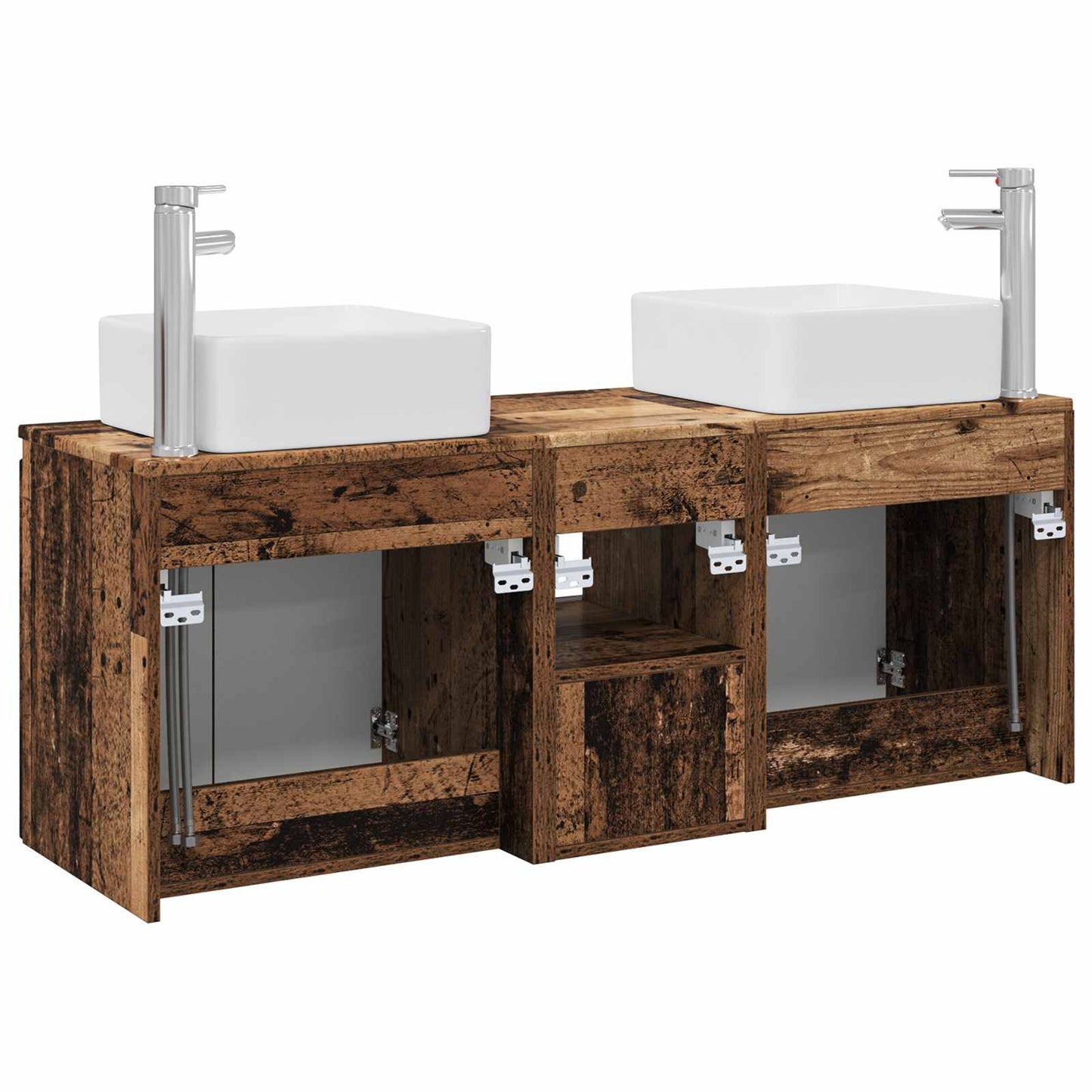 Baderomsskapsett 3 stk. Gammelt tre 49,5 x 41 x 63 cm