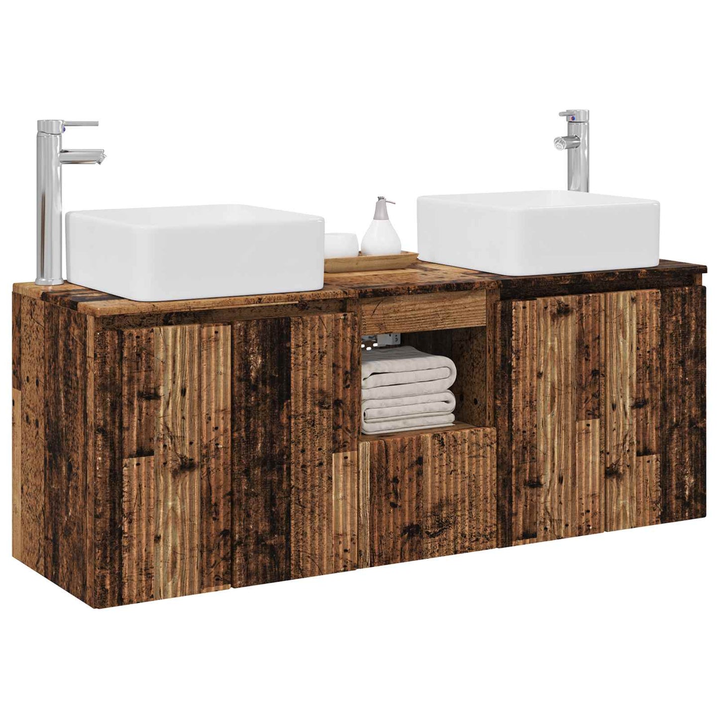 Baderomsskapsett 3 stk. Gammelt tre 49,5 x 41 x 63 cm