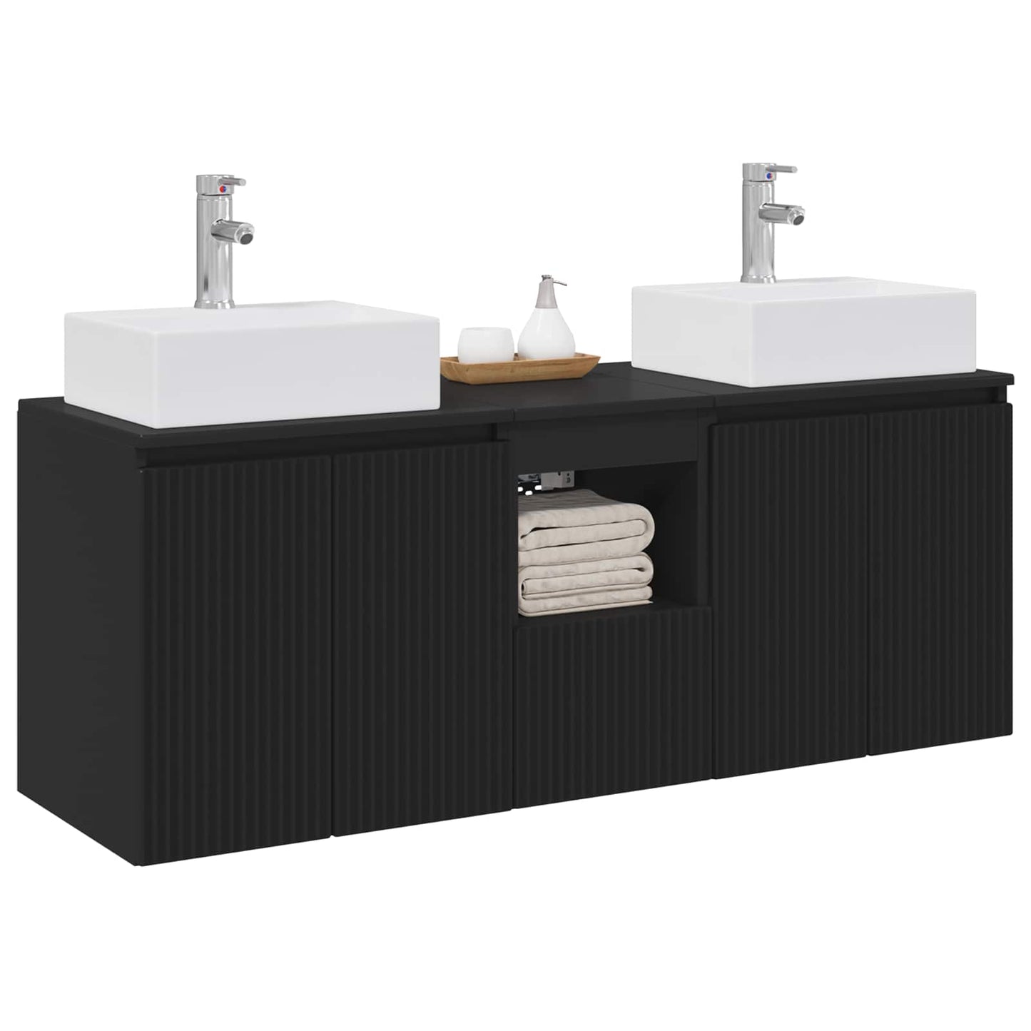 Baderomsskapsett 3 stk. Svart 49,5 x 41 x 62,5 cm