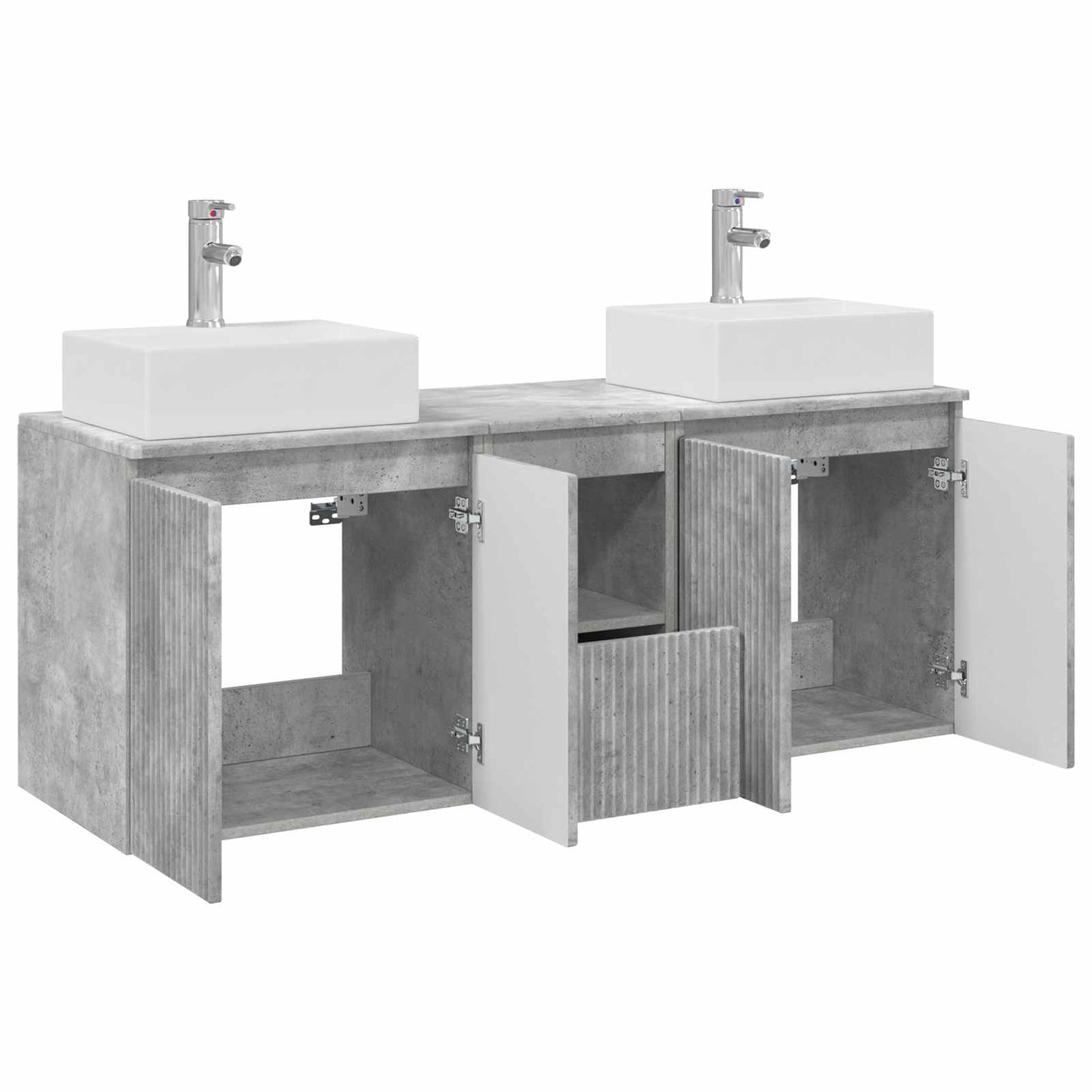 Baderomsskapsett 3 stk. Betonggrå 49,5 x 41 x 62,5 cm