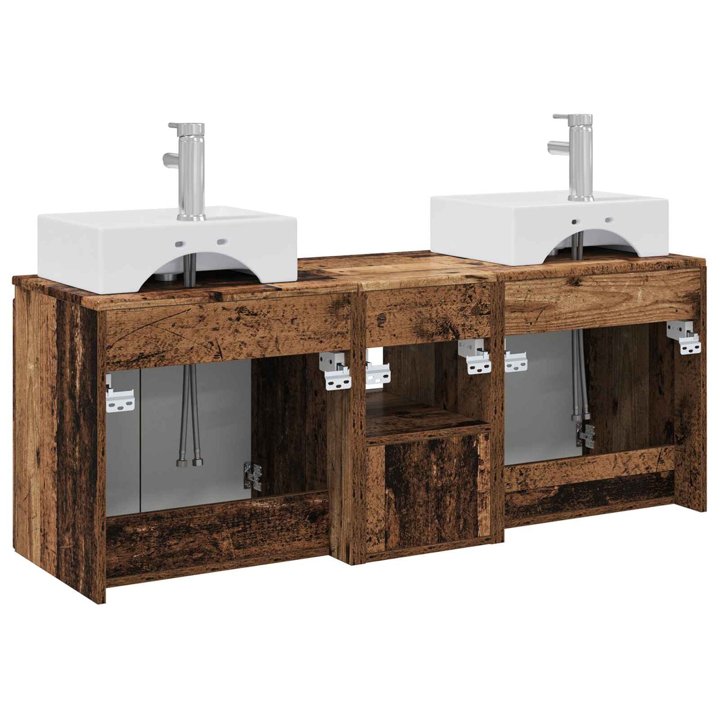 Baderomsskapsett 3 stk. Gammelt tre 49,5 x 41 x 62,5 cm