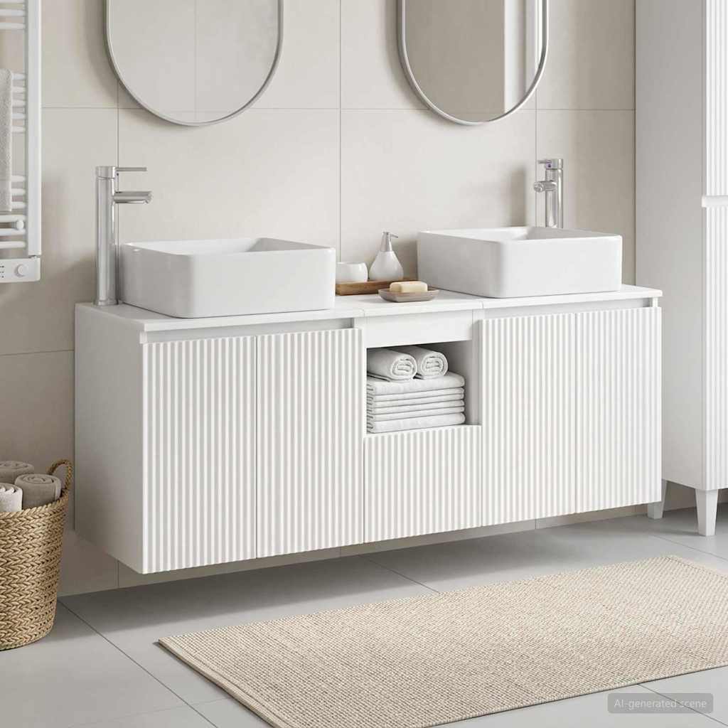 Baderomsskapsett 3 stk. Hvit 53 x 35 x 63 cm Konstruert tre
