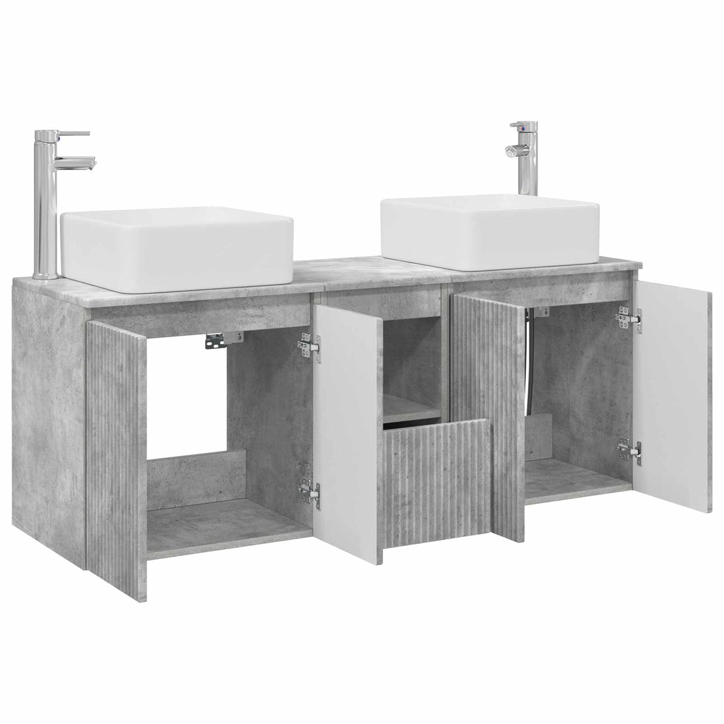 Baderomsskapsett 3 stk. Betonggrå 53 x 35 x 63 cm
