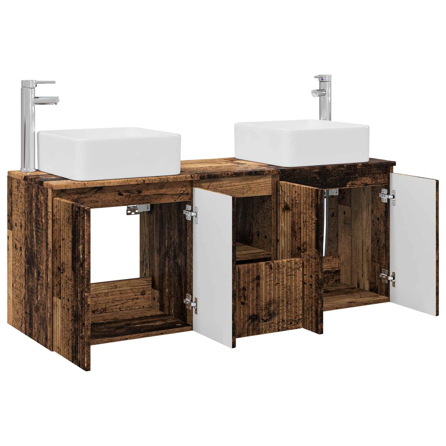 Baderomsskapsett 3 stk. Gammelt tre 53 x 35 x 63 cm