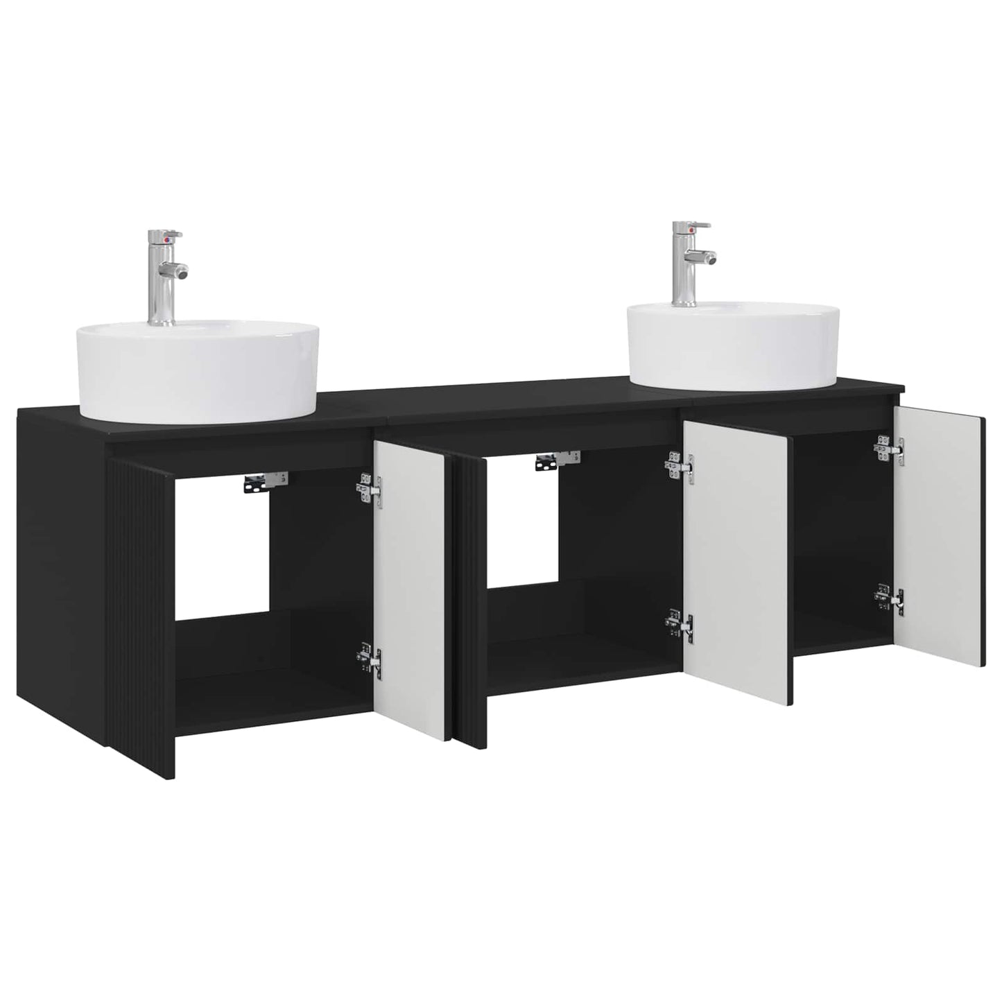 Baderomsskapsett 3 stk. Svart 49,5 x 44,5 x 65 cm