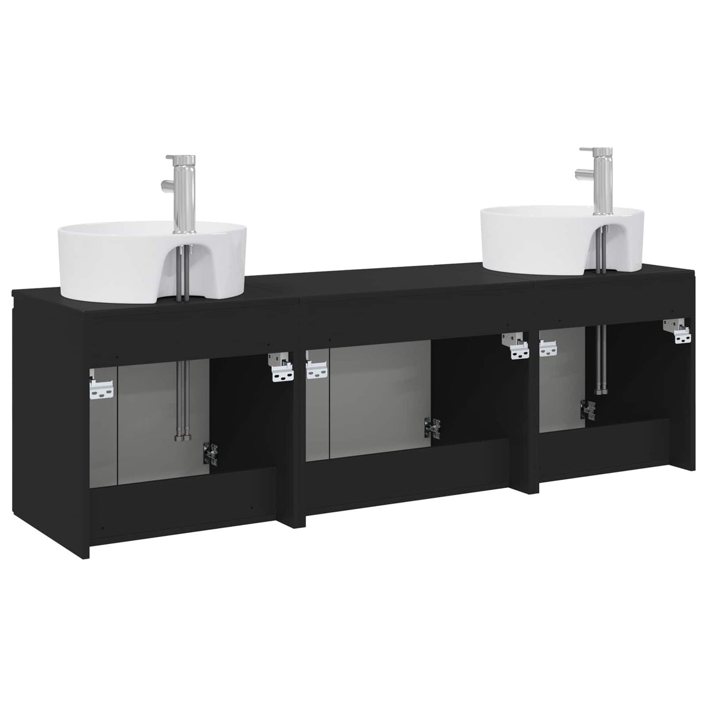 Baderomsskapsett 3 stk. Svart 49,5 x 44,5 x 65 cm