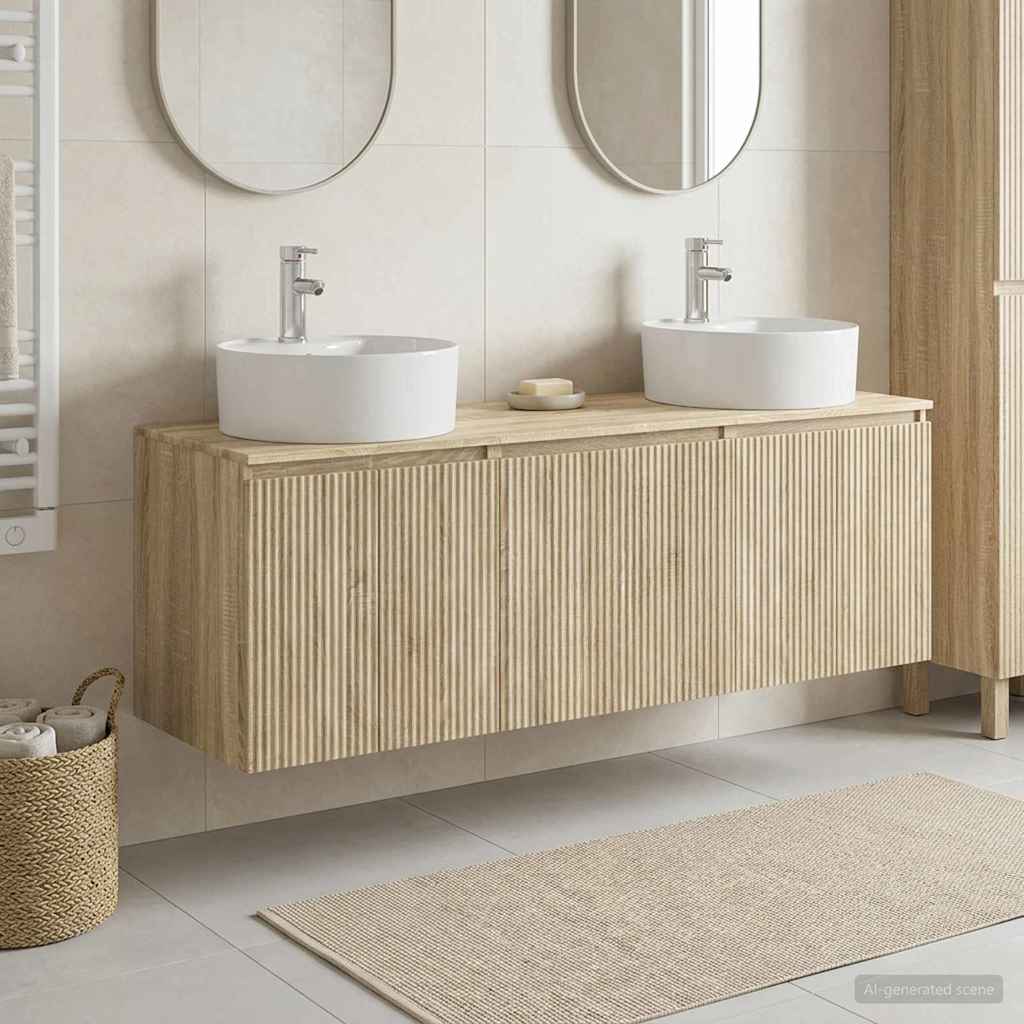 Baderomsskapsett 3 stk. Sonoma eik 49,5 x 44,5 x 65 cm