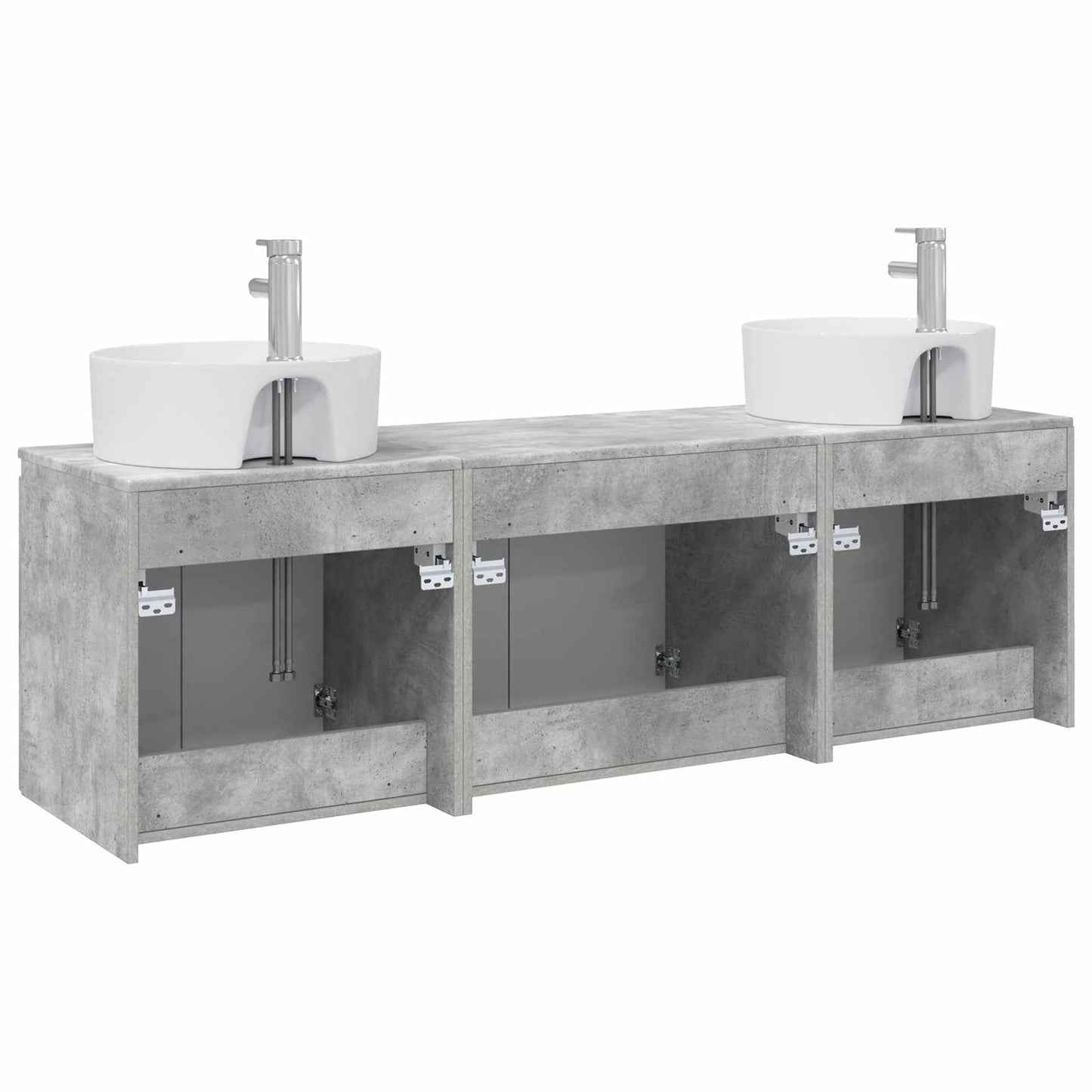 Baderomsskapsett 3 stk. Betonggrå 49,5 x 44,5 x 65 cm
