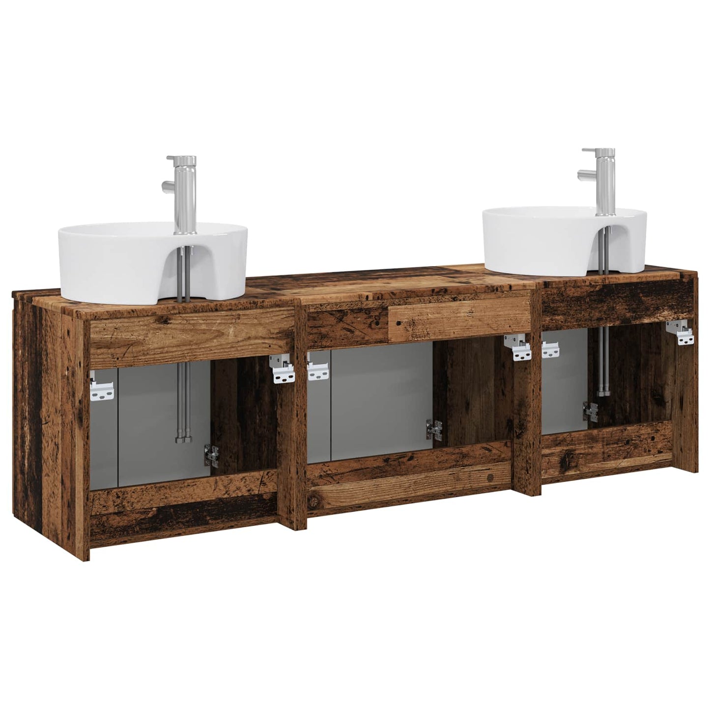 Baderomsskapsett 3 stk. Gammelt tre 49,5 x 44,5 x 65 cm