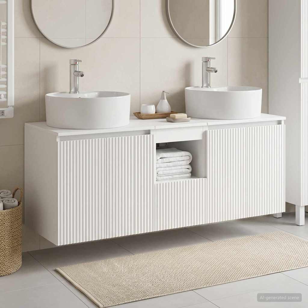 Baderomsskapsett 3 stk. Hvit 49,5 x 44,5 x 65 cm Konstruert tre
