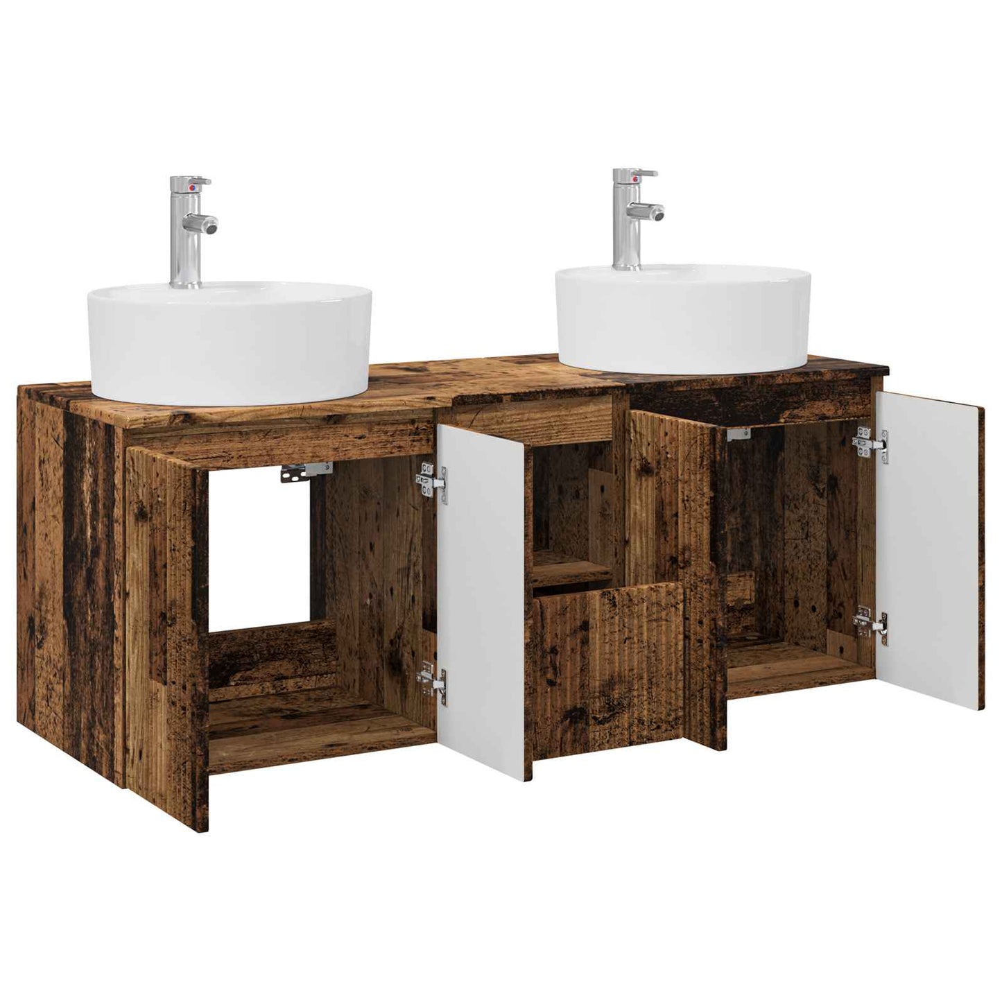 Baderomsskapsett 3 stk. Gammelt tre 49,5 x 44,5 x 65 cm