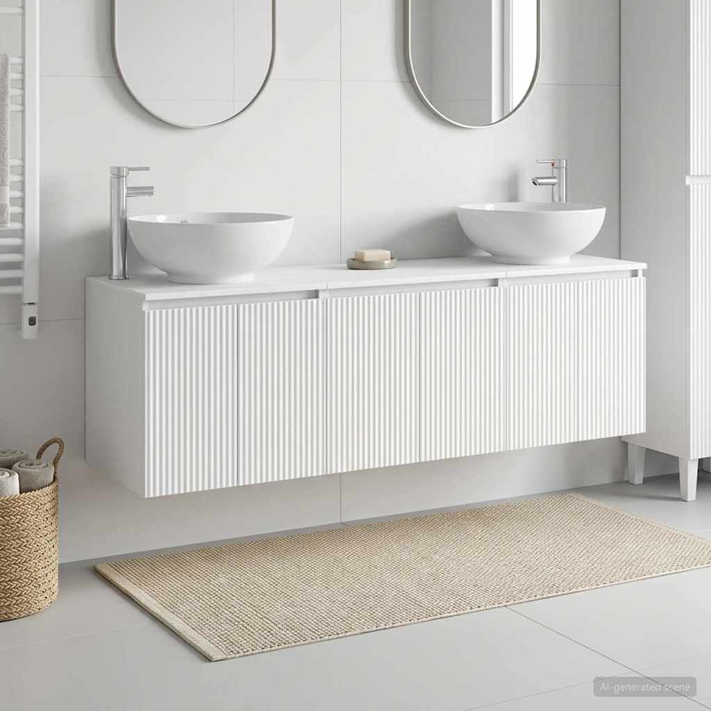 Baderomsskapsett 3 stk. Hvit 49,5 x 44,5 x 65 cm Konstruert tre