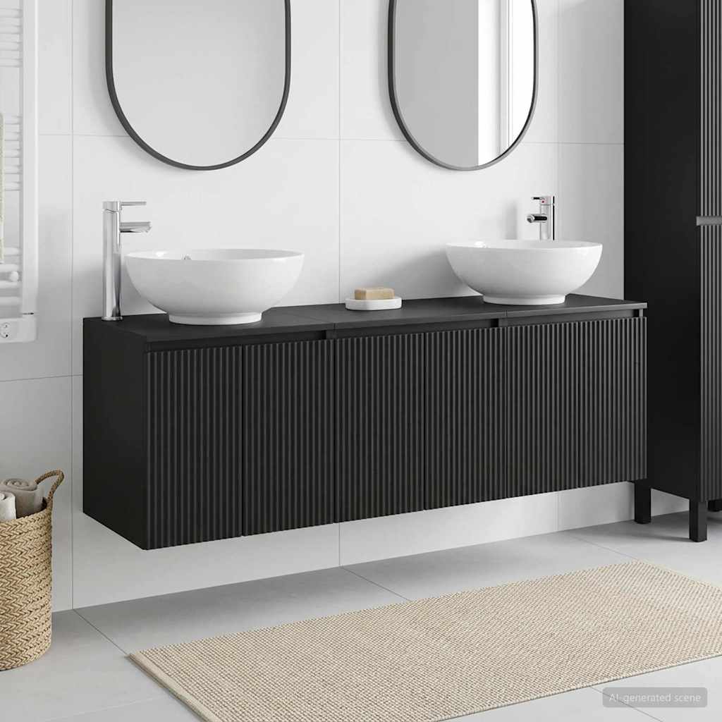 Baderomsskapsett 3 stk. Svart 49,5 x 44,5 x 65 cm