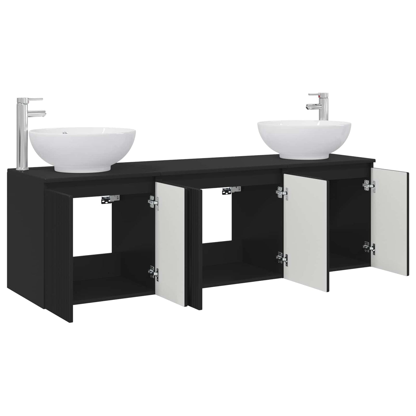 Baderomsskapsett 3 stk. Svart 49,5 x 44,5 x 65 cm