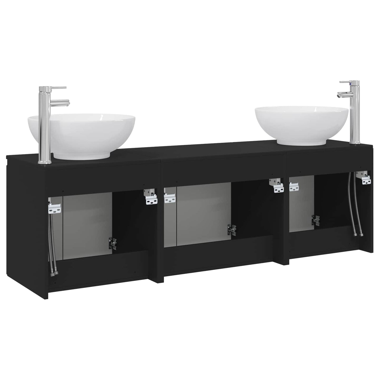 Baderomsskapsett 3 stk. Svart 49,5 x 44,5 x 65 cm