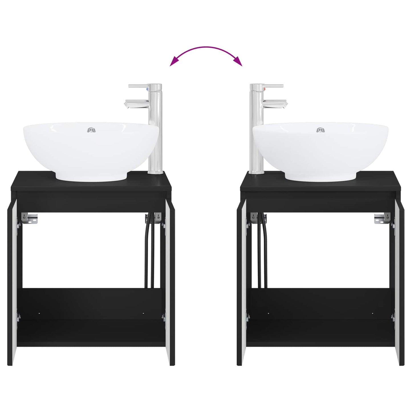 Baderomsskapsett 3 stk. Svart 49,5 x 44,5 x 65 cm