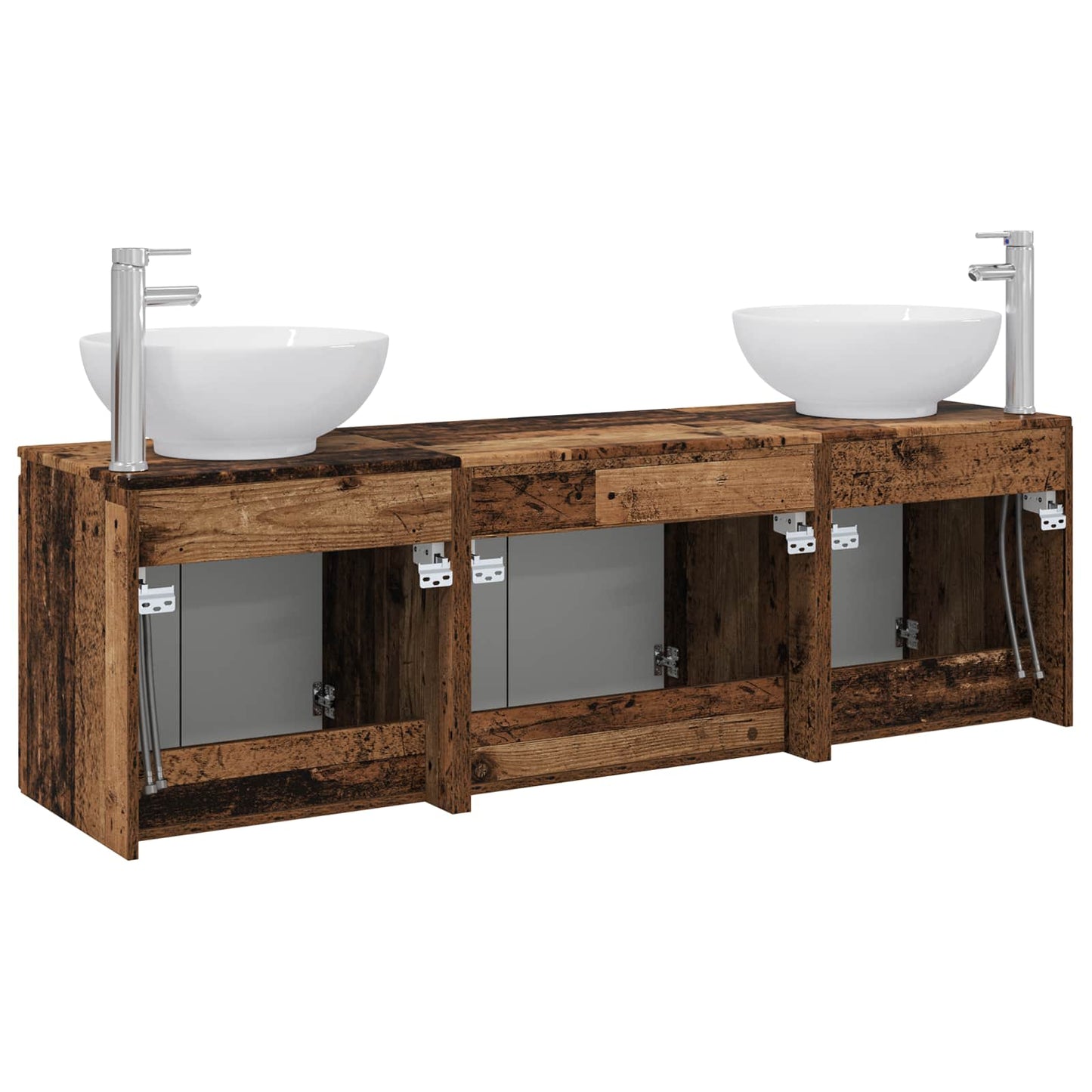 Baderomsskapsett 3 stk. Gammelt tre 49,5 x 44,5 x 65 cm