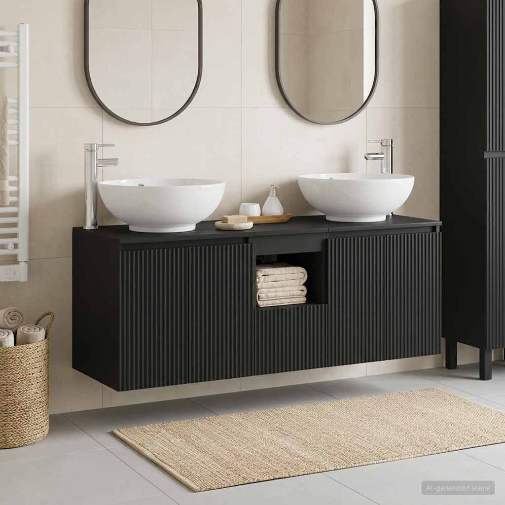 Baderomsskapsett 3 stk. Svart 49,5 x 44,5 x 65 cm
