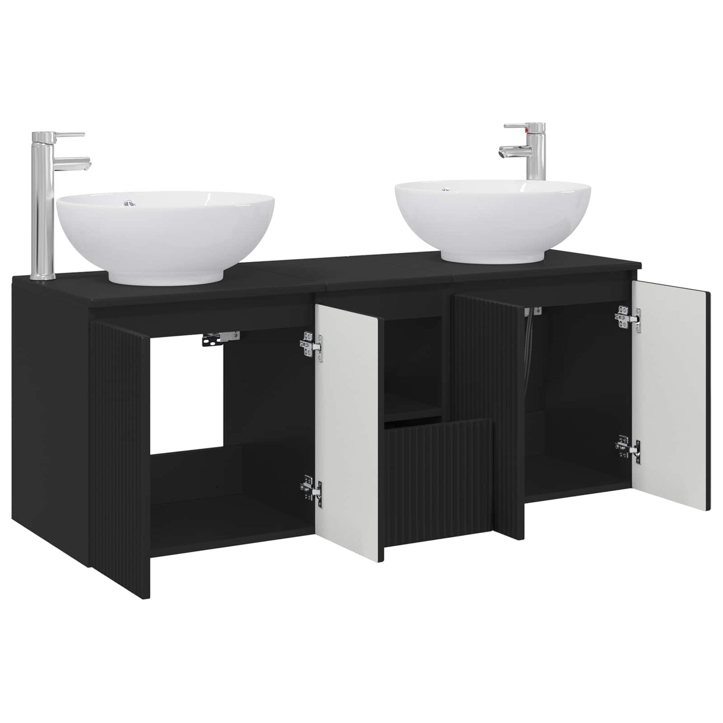Baderomsskapsett 3 stk. Svart 49,5 x 44,5 x 65 cm