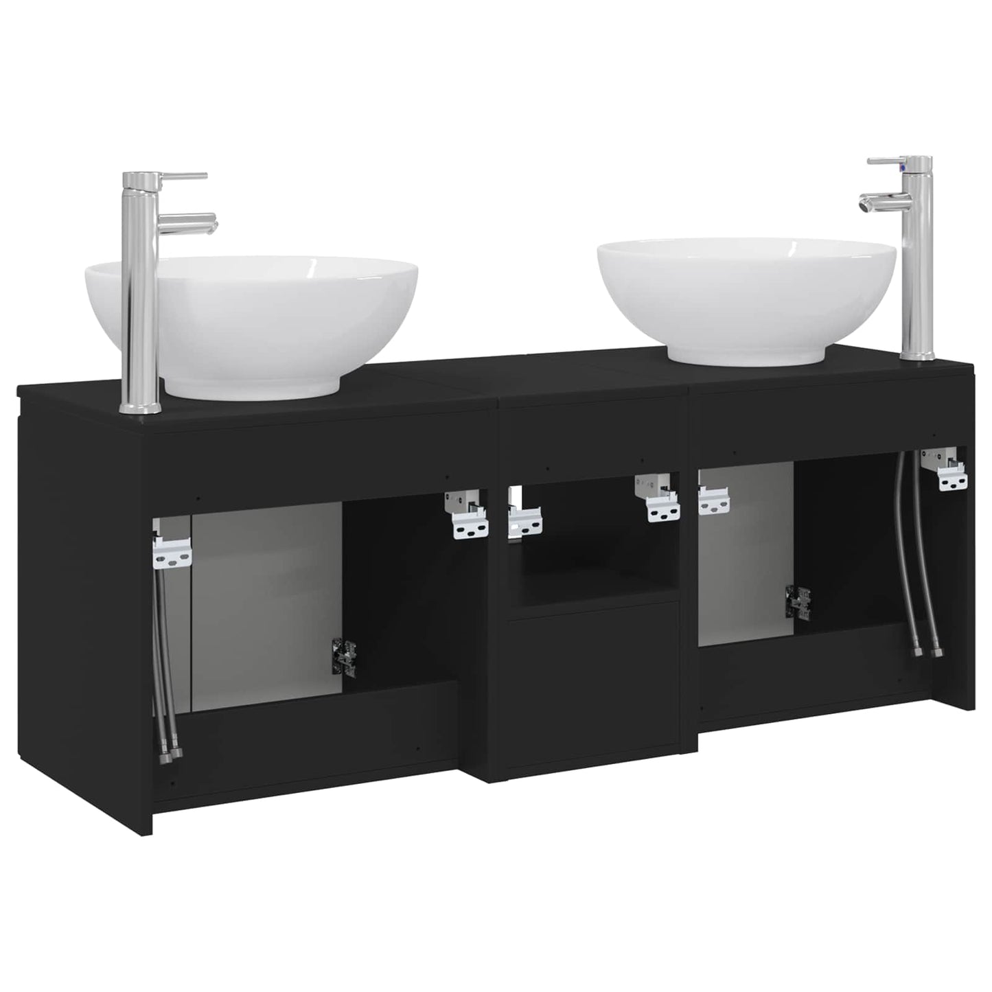 Baderomsskapsett 3 stk. Svart 49,5 x 44,5 x 65 cm