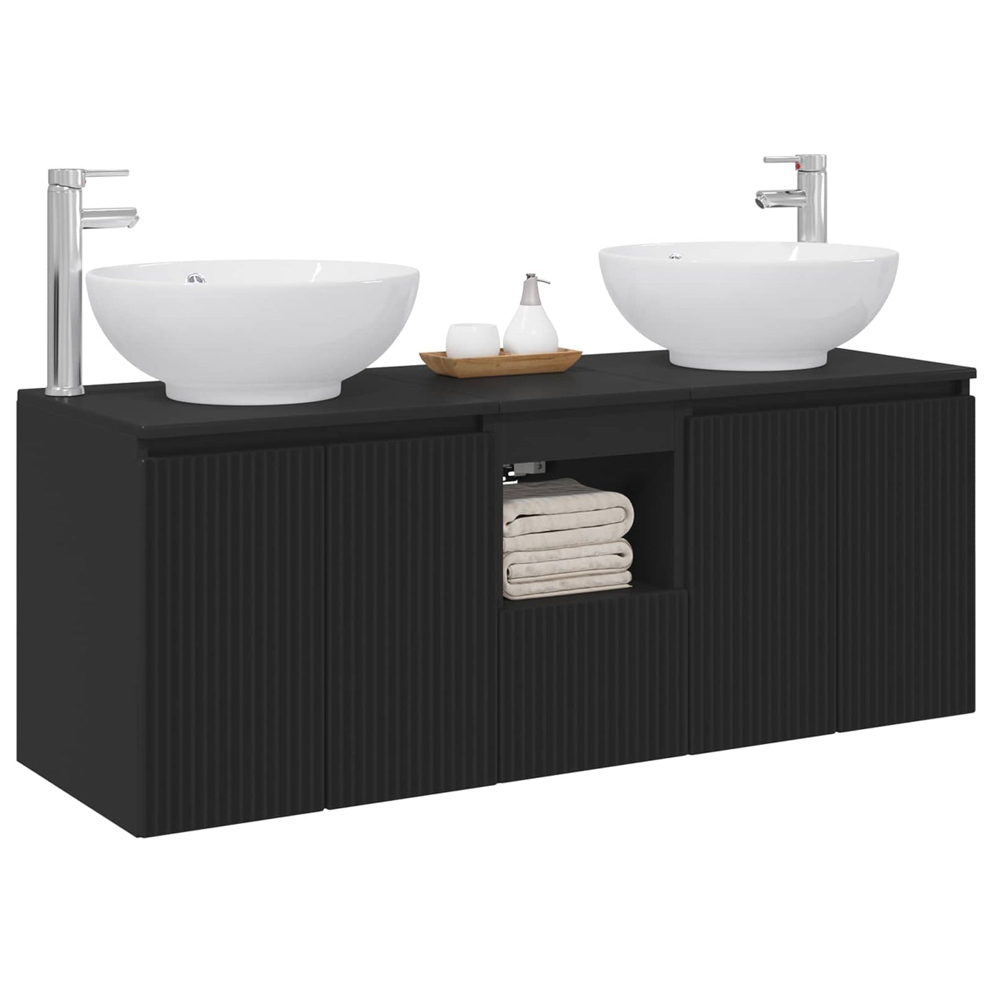 Baderomsskapsett 3 stk. Svart 49,5 x 44,5 x 65 cm