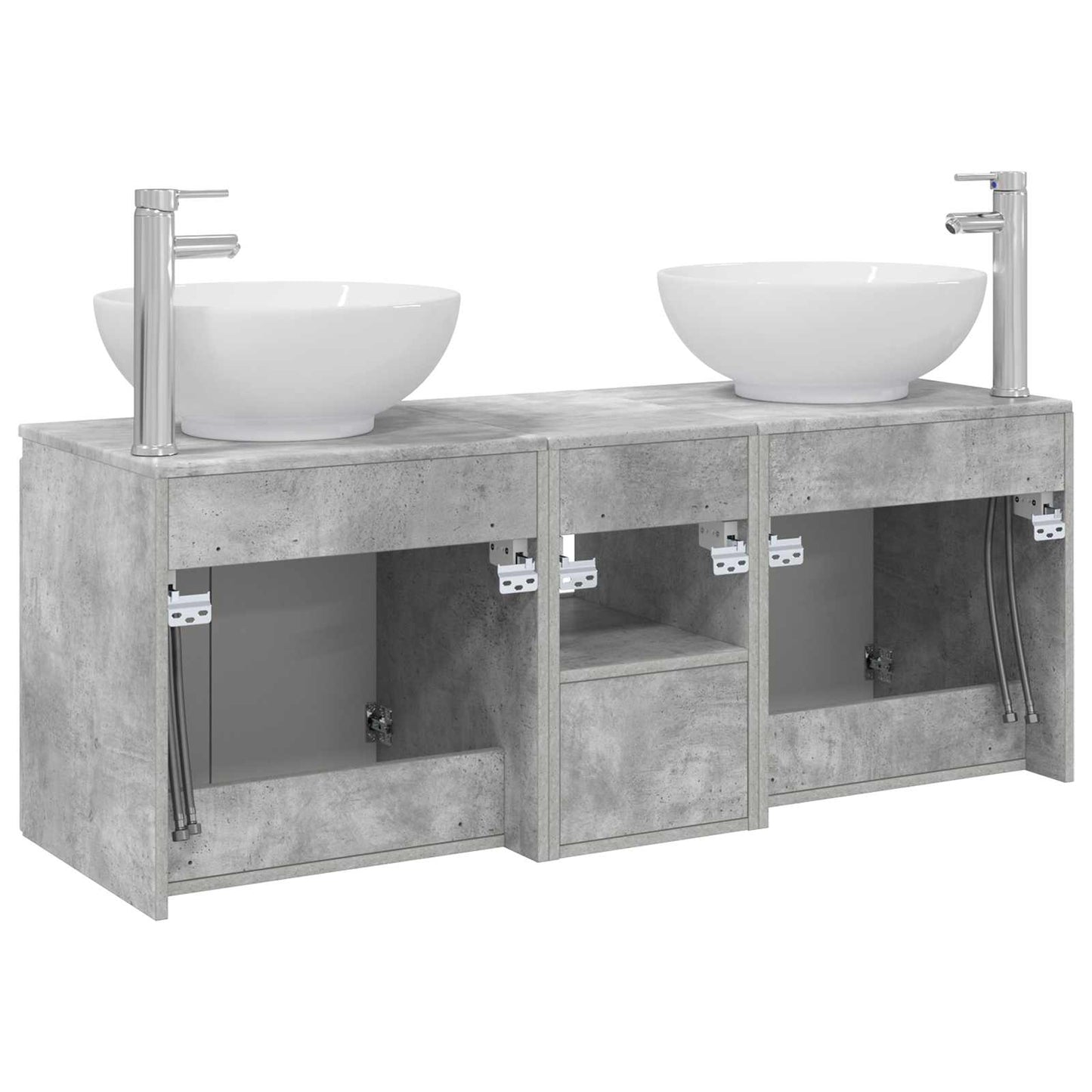 Baderomsskapsett 3 stk. Betonggrå 49,5 x 44,5 x 65 cm