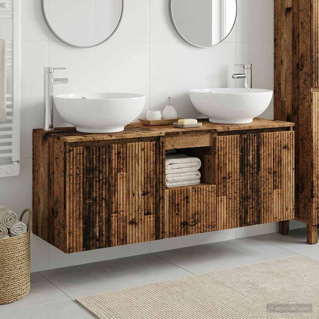 Baderomsskapsett 3 stk. Gammelt tre 49,5 x 44,5 x 65 cm