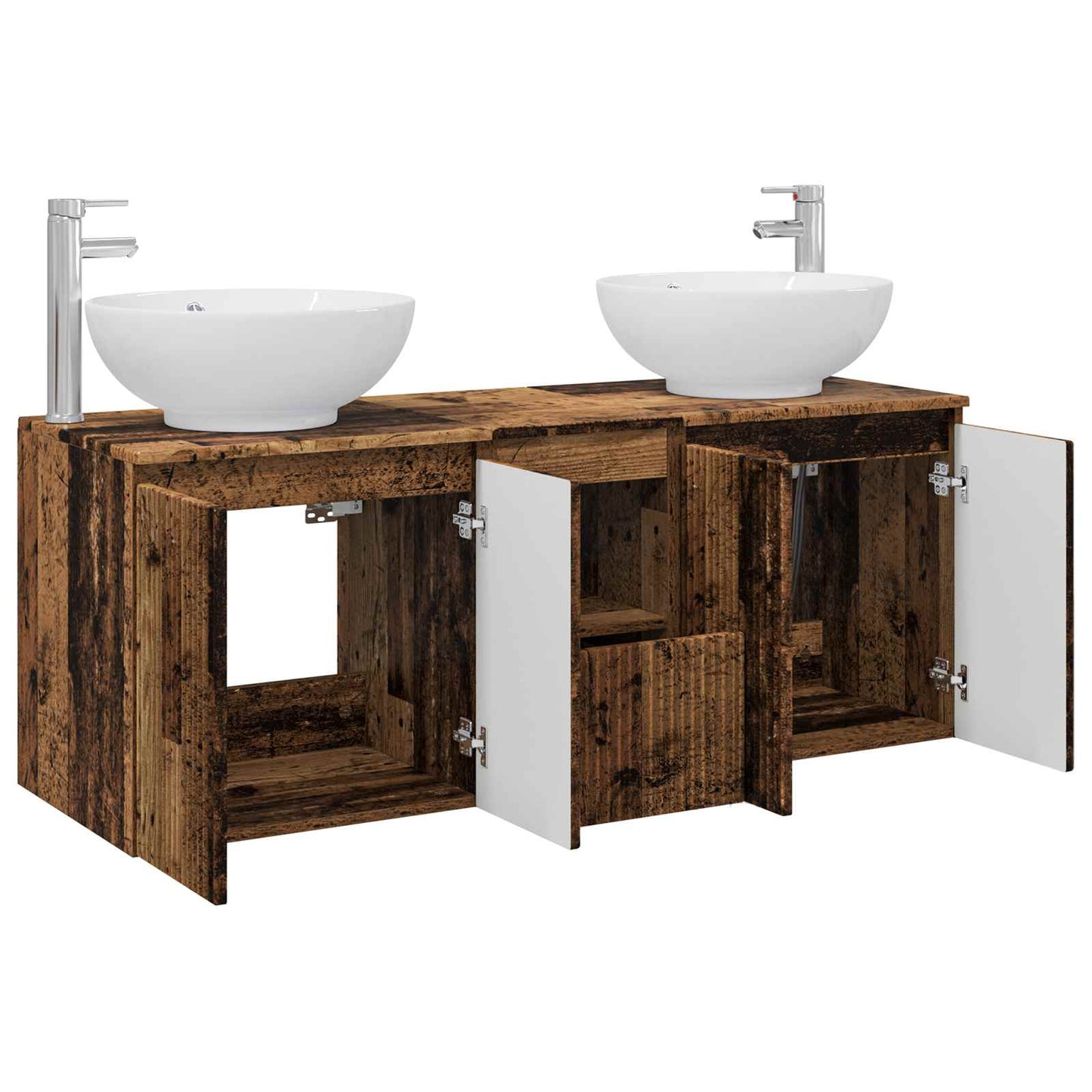 Baderomsskapsett 3 stk. Gammelt tre 49,5 x 44,5 x 65 cm