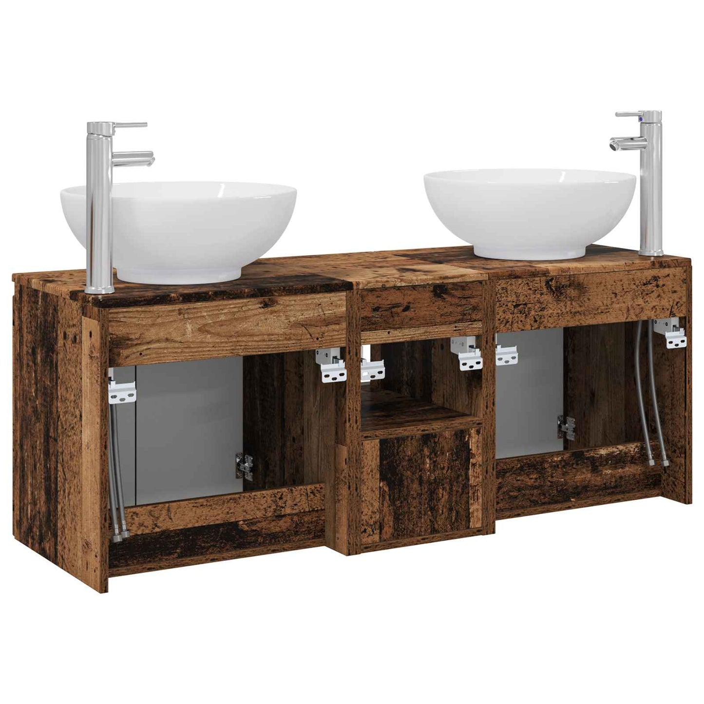 Baderomsskapsett 3 stk. Gammelt tre 49,5 x 44,5 x 65 cm