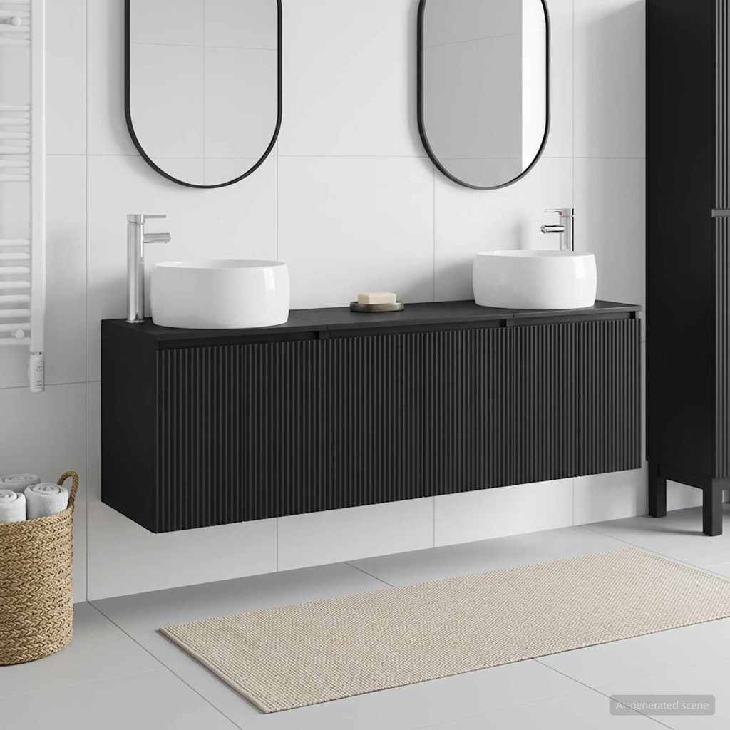 Baderomsskapsett 3 stk. Svart 49,5 x 44,5 x 66 cm