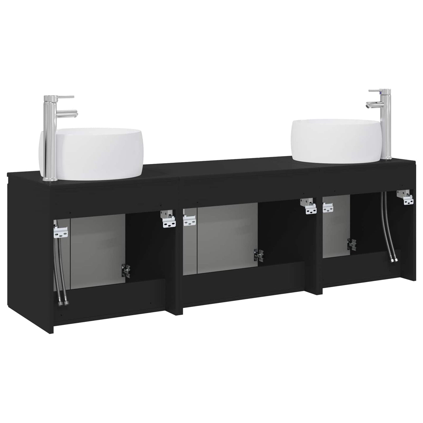 Baderomsskapsett 3 stk. Svart 49,5 x 44,5 x 66 cm
