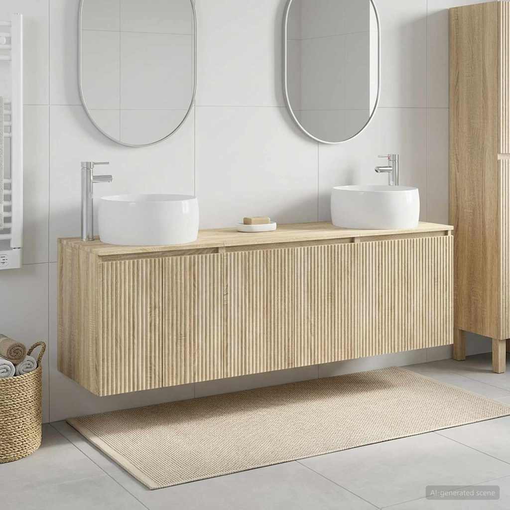 Baderomsskapsett 3 stk. Sonoma eik 49,5 x 44,5 x 66 cm